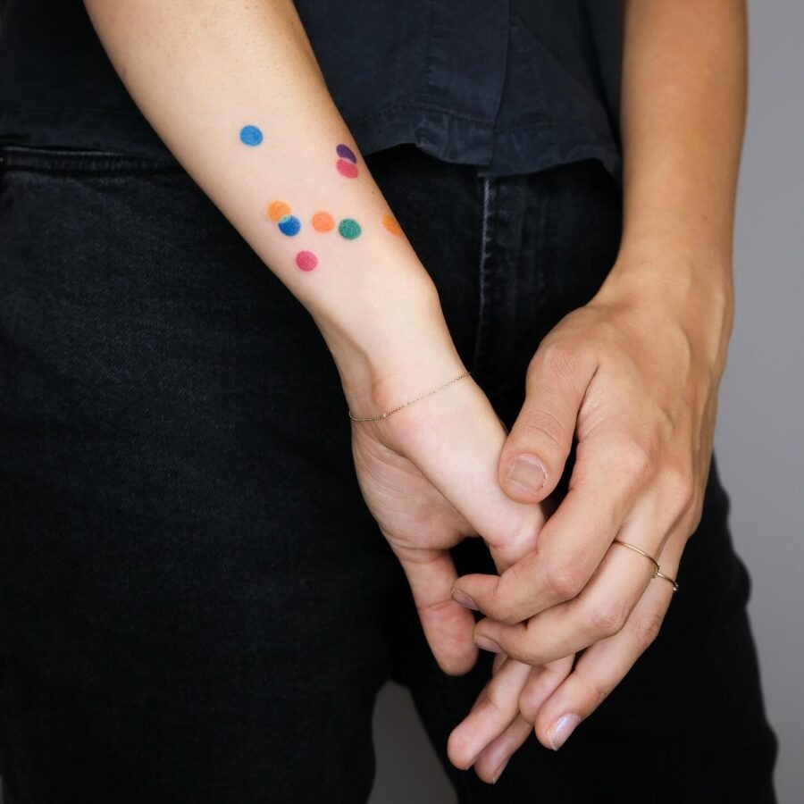 Colorful dot tattoos symbolizing joy and remembrance Tattoo Design