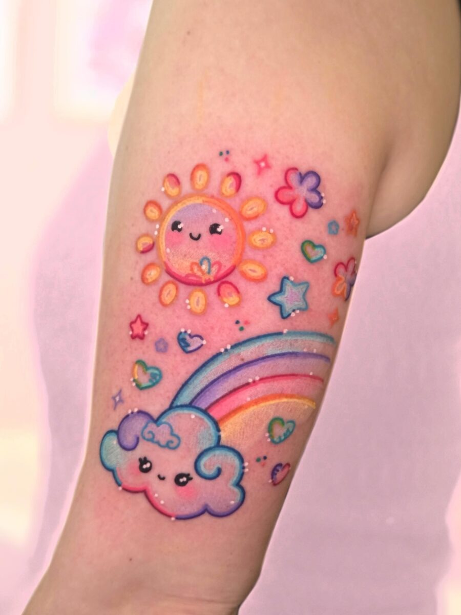 Colorful tribute to a rainbow baby Tattoo Design