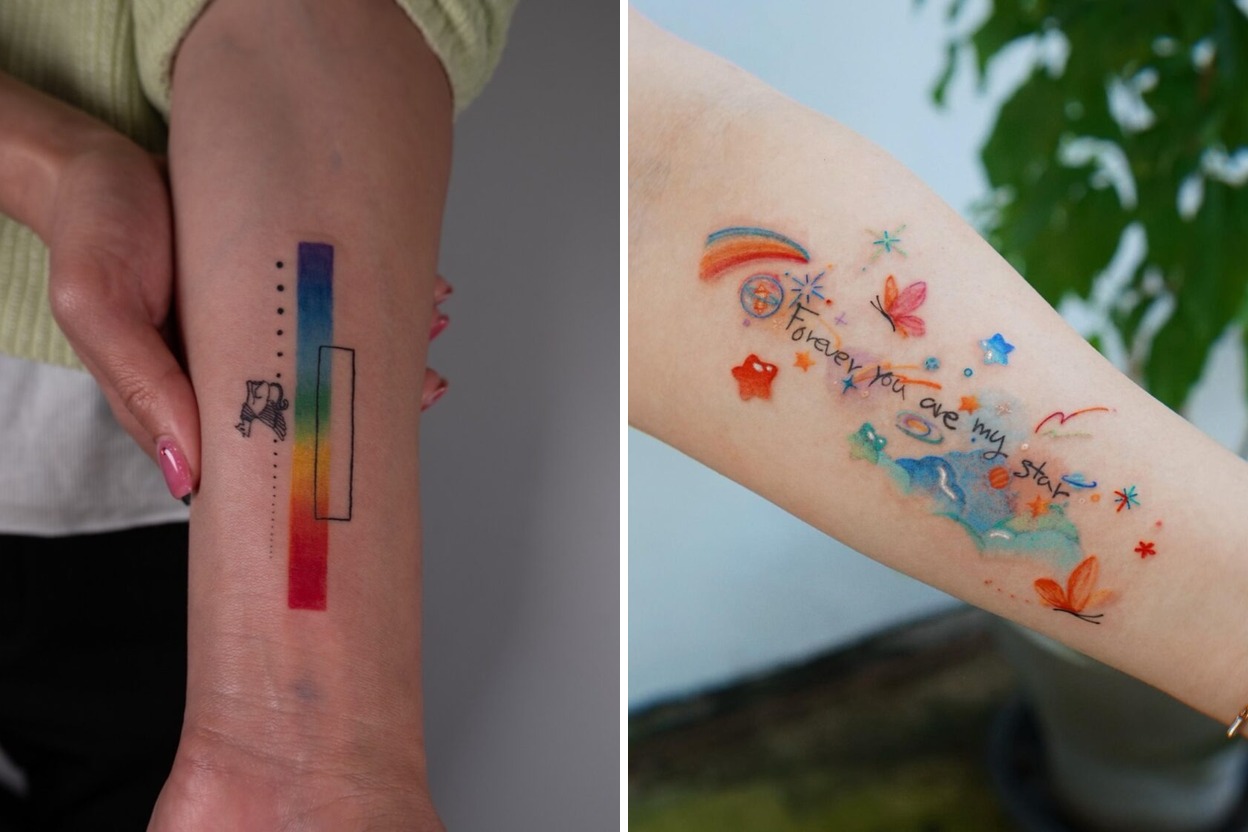 68+ Rainbow Baby Tattoo Ideas & Inspiration Featured Lookbook Collage