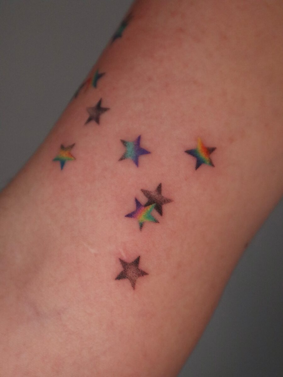 Symbolic colorful stars represent rainbow babies Tattoo Design