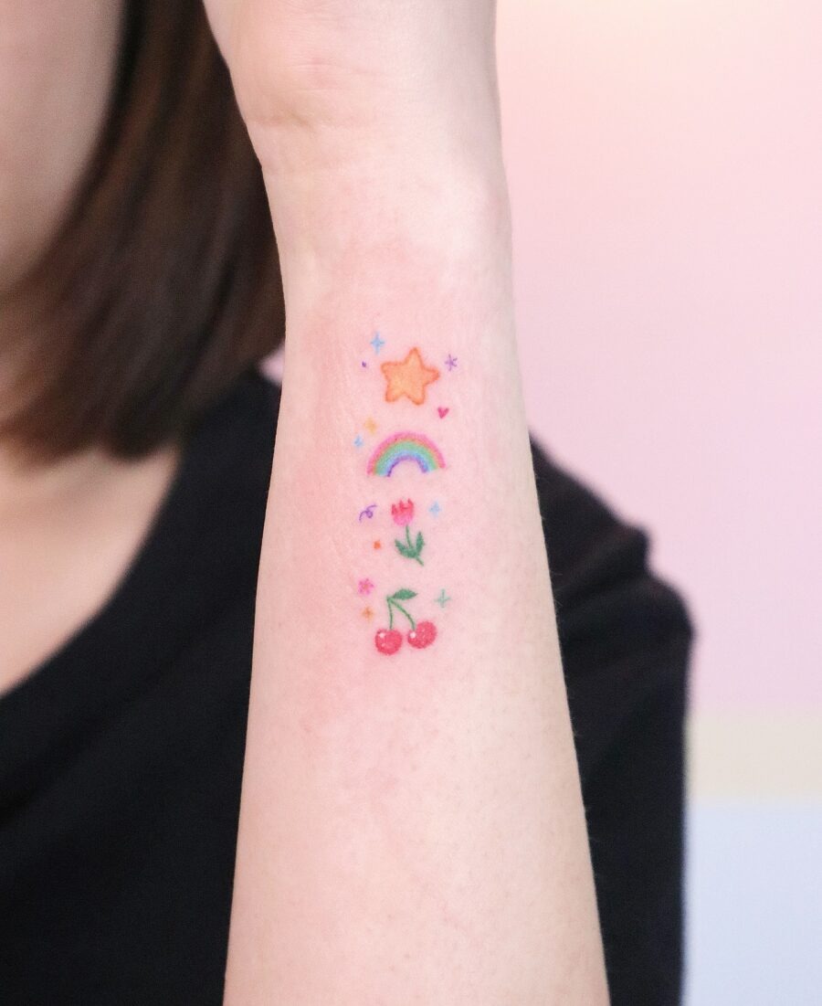 Vibrant and playful rainbow baby tattoo design Tattoo Design