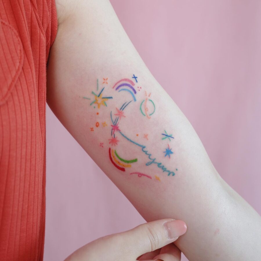 Vibrant rainbow tattoo symbolizing hope and love Tattoo Design
