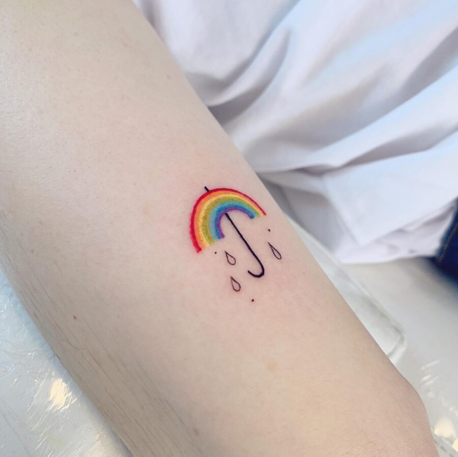 Vibrant rainbow umbrella tattoo for remembrance Tattoo Design