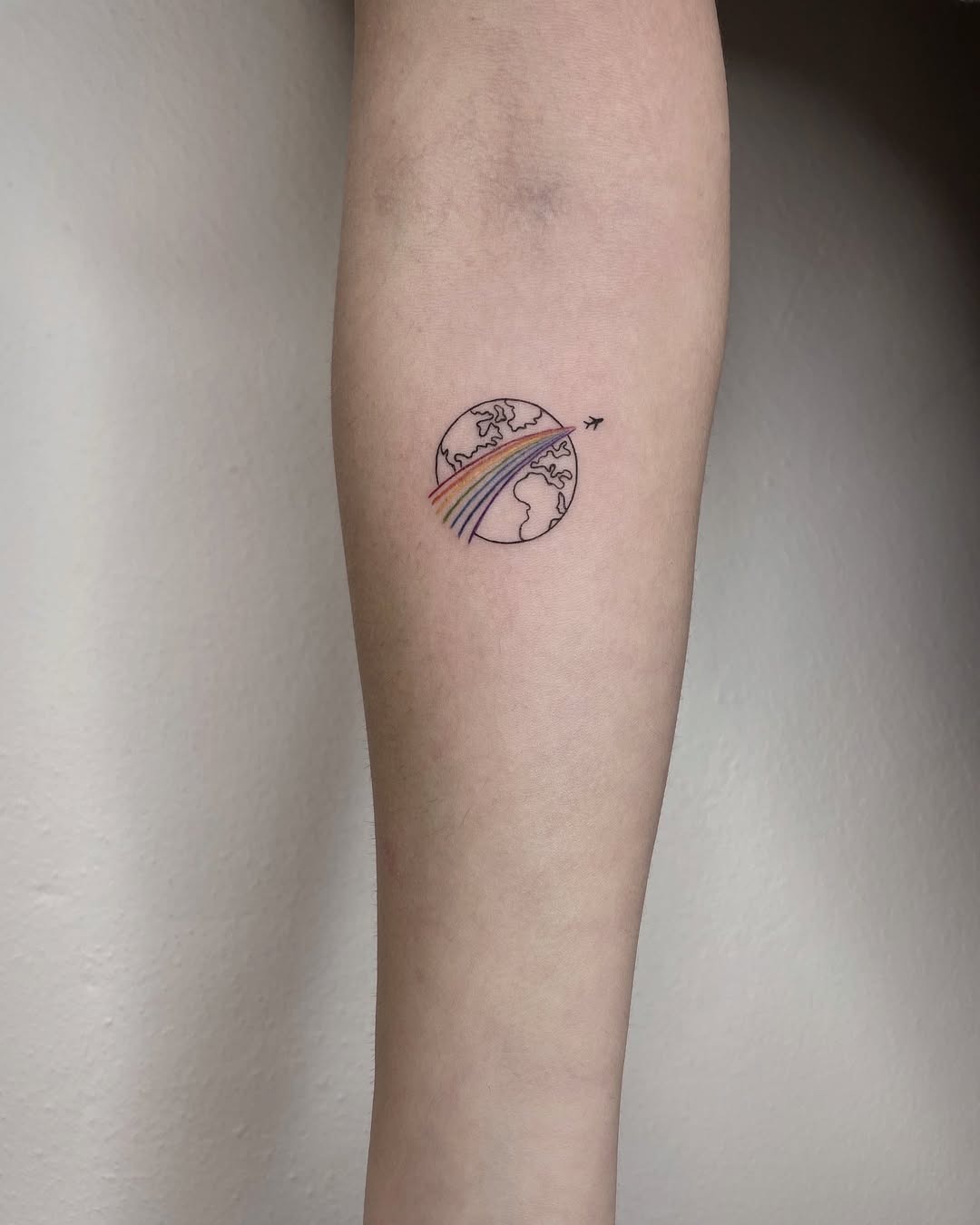 Colorful Earth-Inspired Rainbow Tattoo Tattoo Design