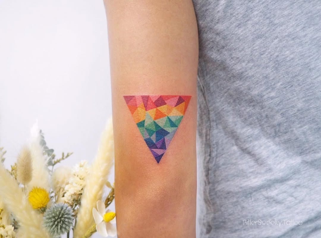 Vibrant Geometric Rainbow Triangle Tattoo Design Tattoo Design