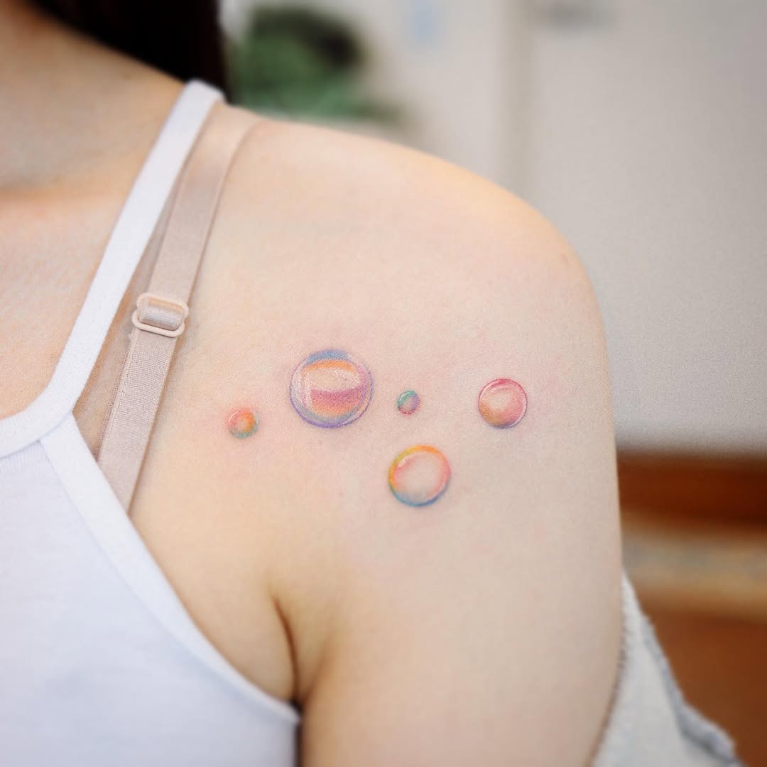 Vibrant Rainbow Bubble Tattoo Design Tattoo Design