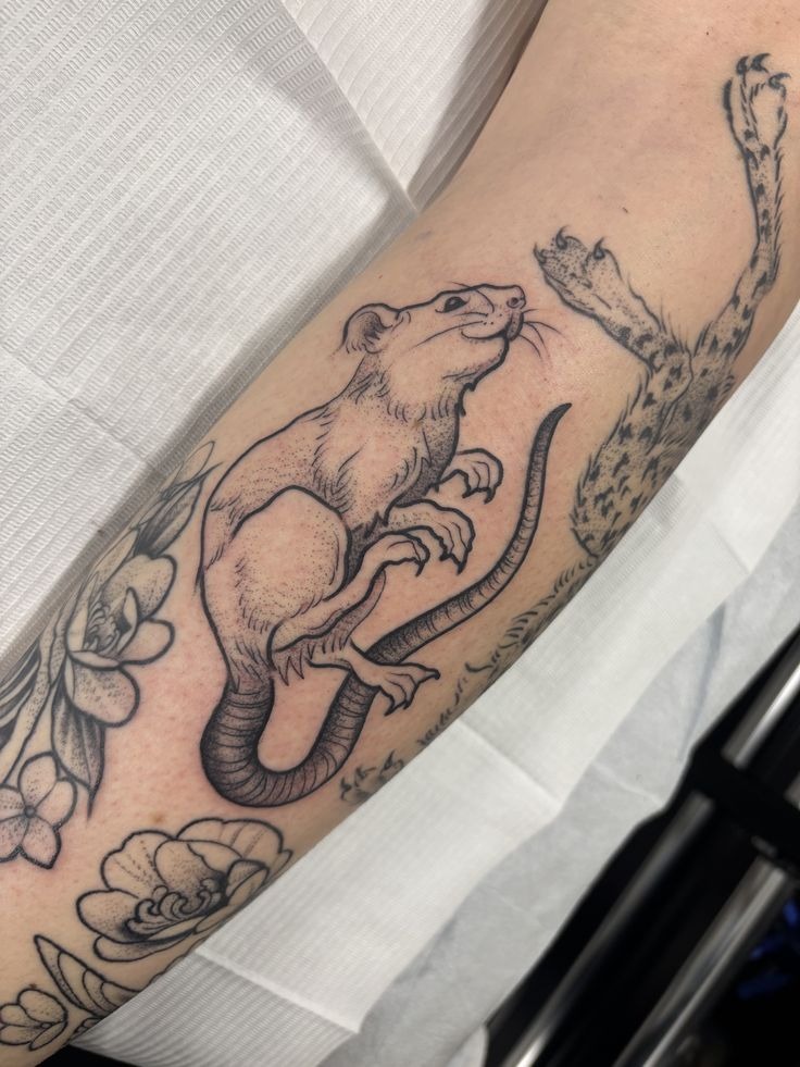 Fine Line Rat Illustration Tattoo Tattoo Design