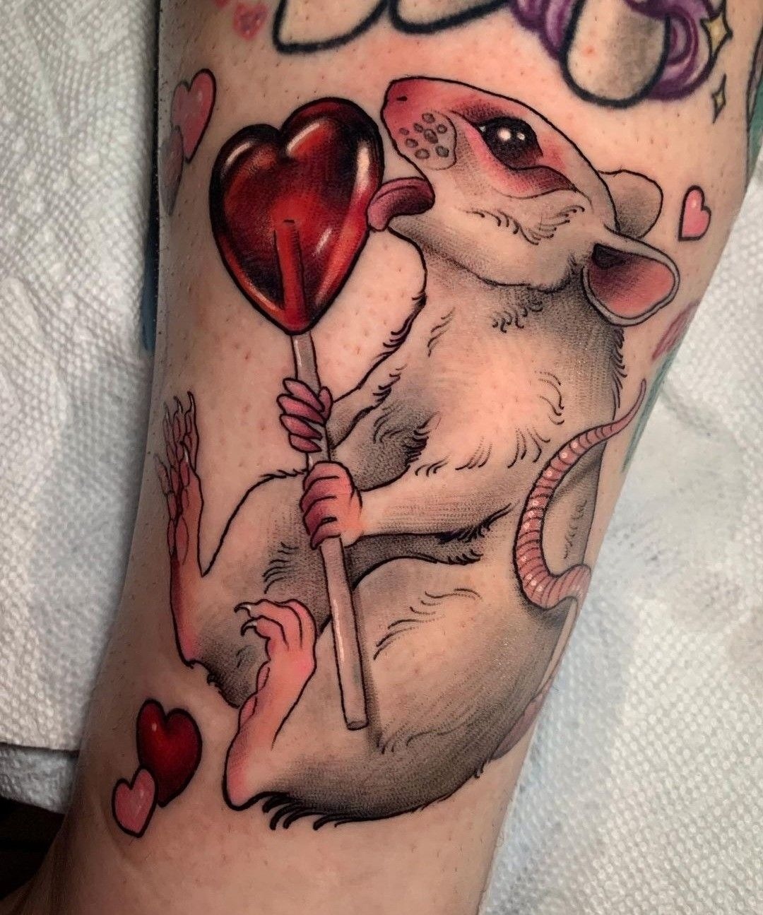 Heart Lollipop Rat Tattoo Tattoo Design