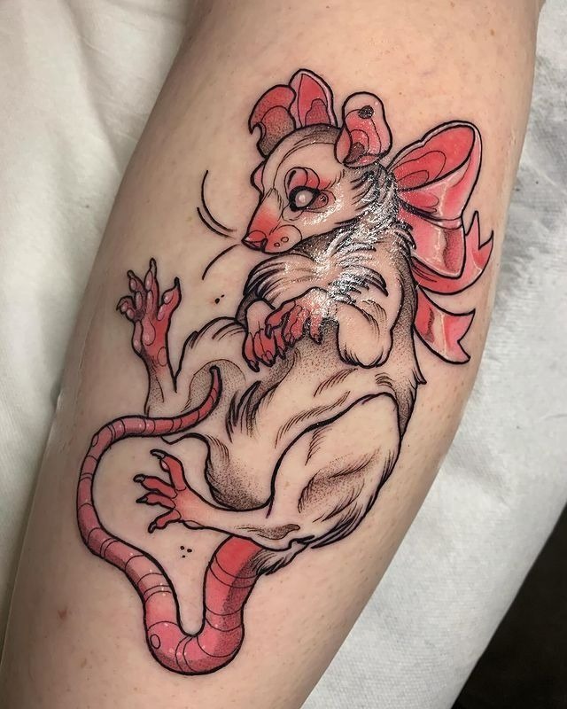 Pink Bow Fairy Rat Tattoo Tattoo Design