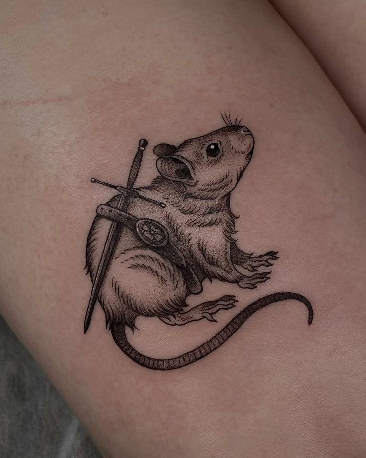 Warrior Rat with Sword Tattoo Tattoo Design