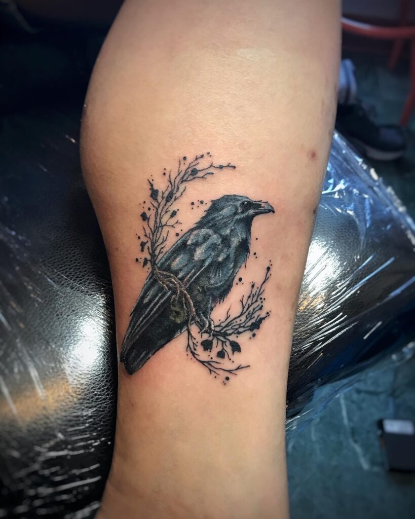 Bound Raven Tattoo Design