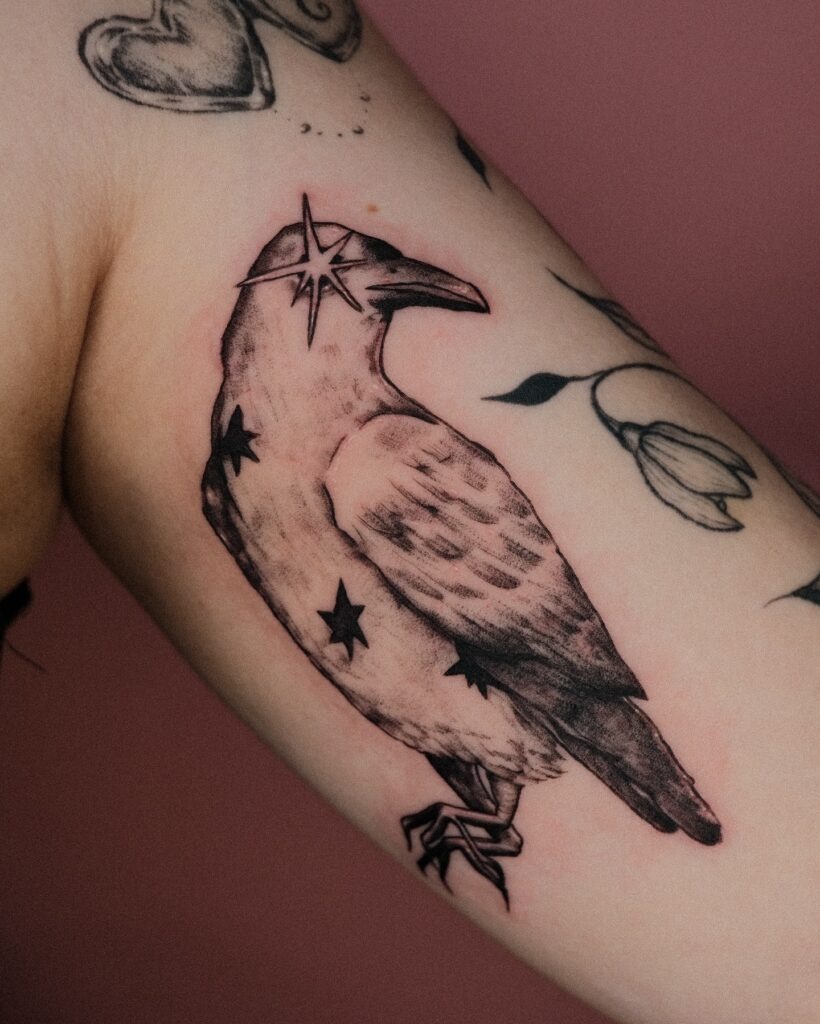 Celestial Raven Tattoo Design