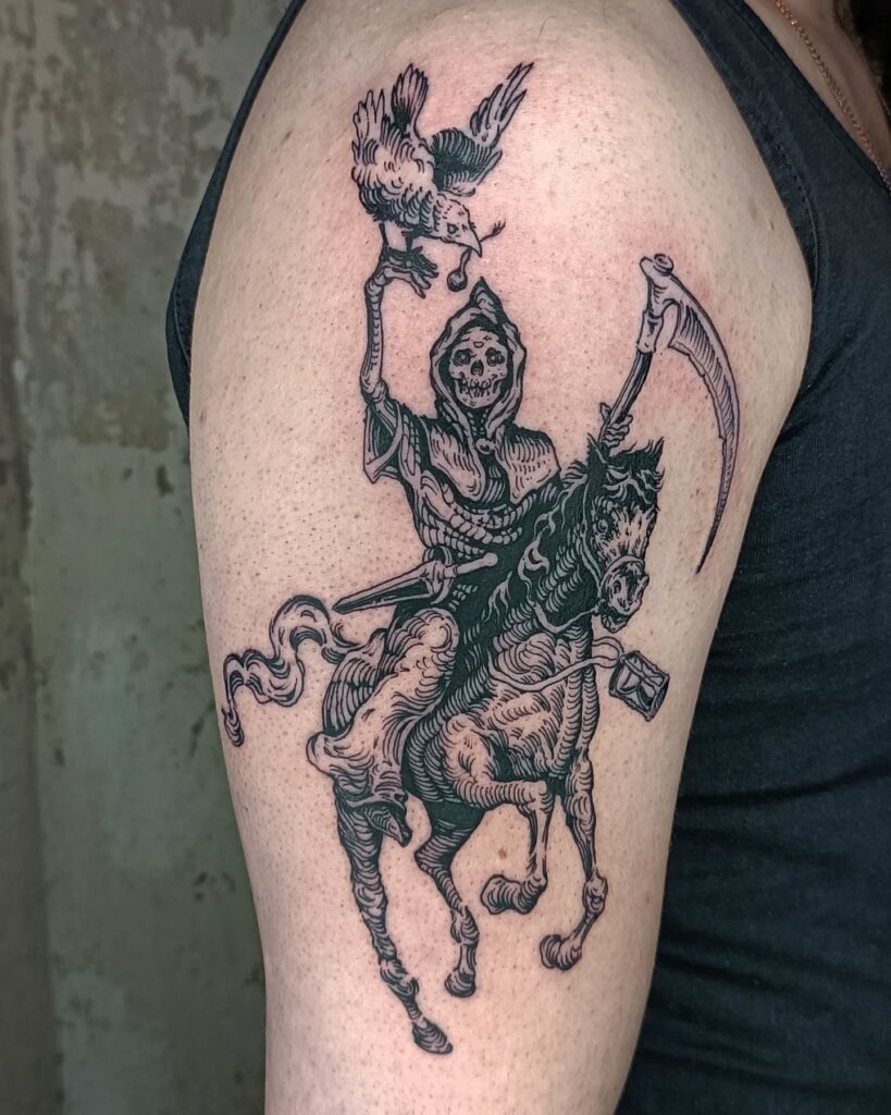 Grim Reaper and Raven Tattoo Design
