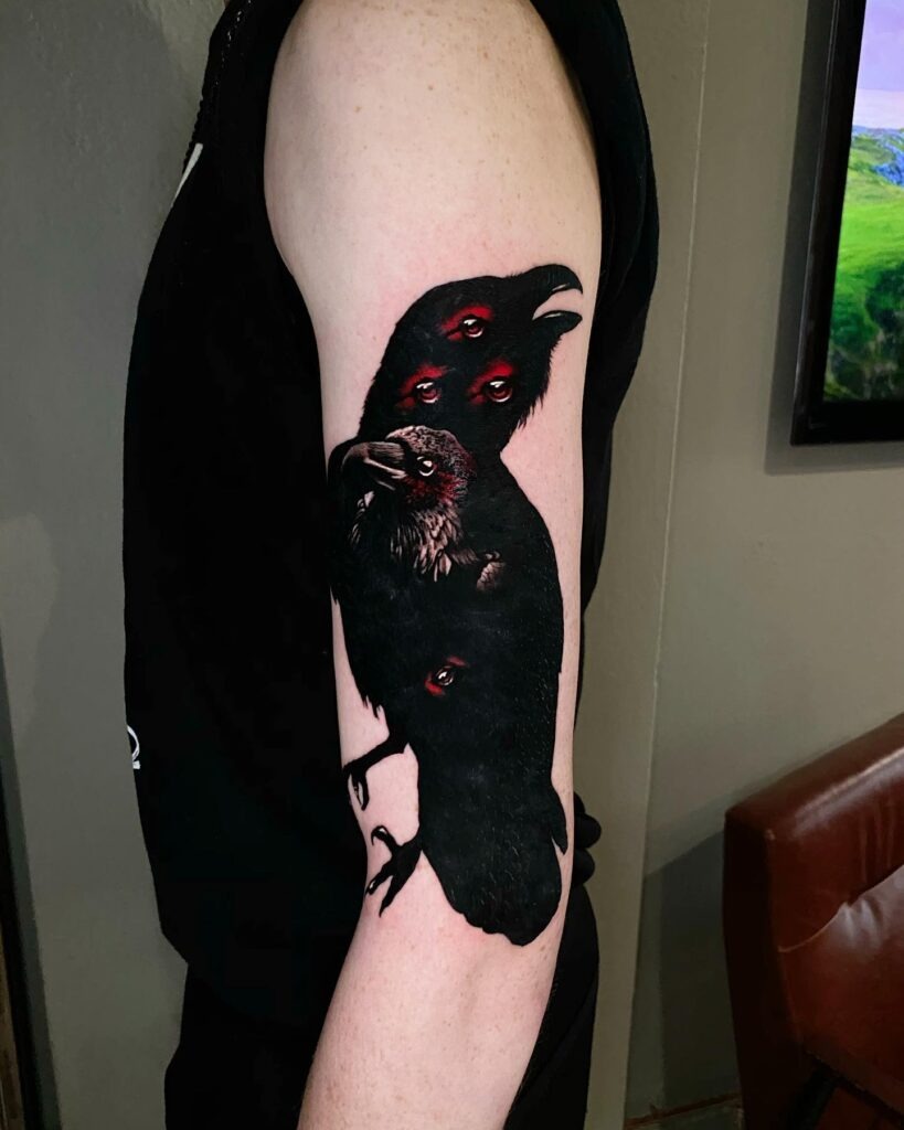 Multi-Eyed Raven Tattoo Design