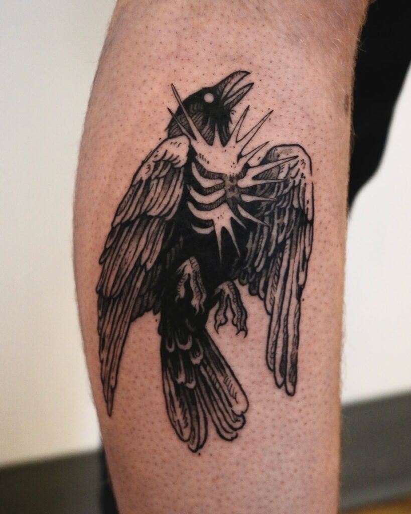 Raven With Exposed Ribcage Tattoo Design