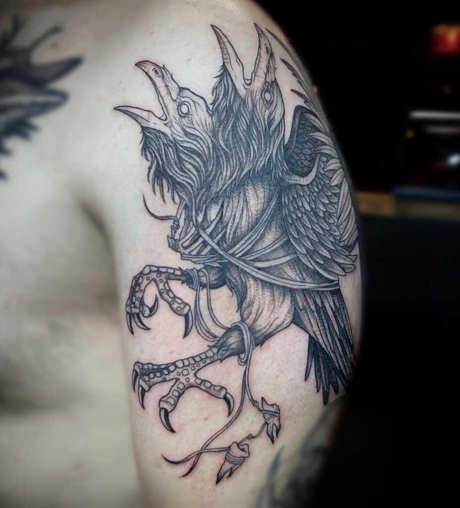 Two-Headed Raven Tattoo Design