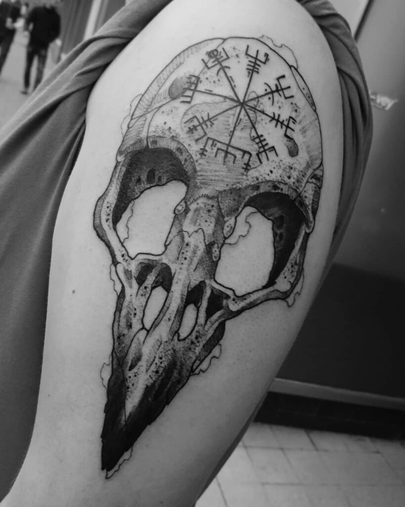 Viking Raven Skull Tattoo Design