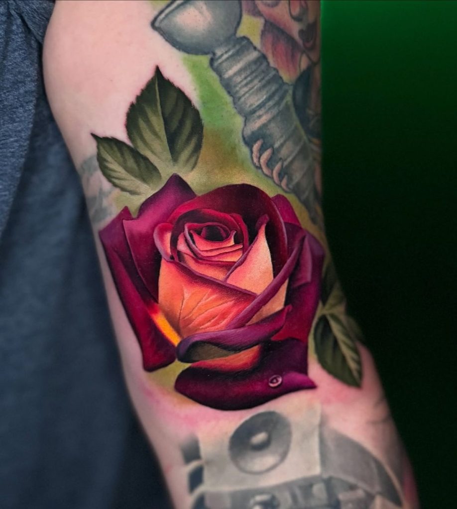 Hexagon Patchwork Face Fusion in Color Realism Tattoo Design
