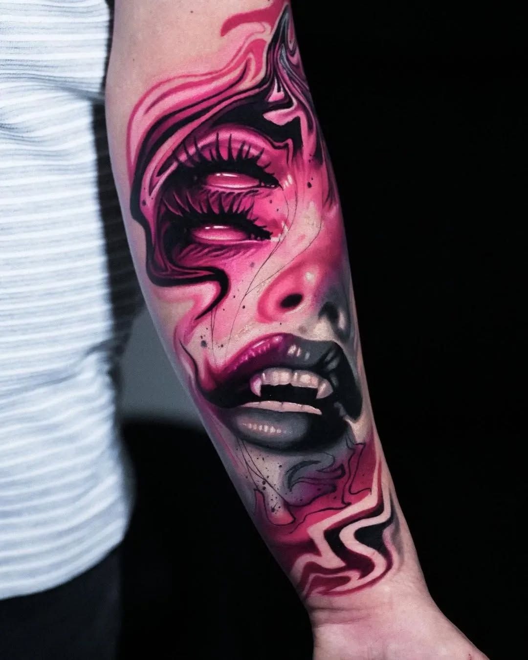 Iconic Music Portrait Collage in Color Realism Tattoo Design