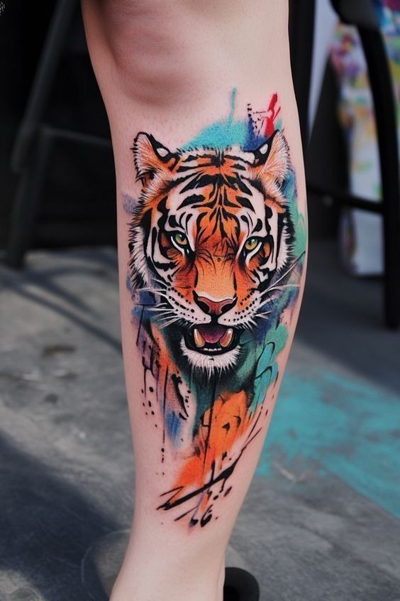 Lion & Elephant Story Sleeve in Black and Gray Tattoo Design