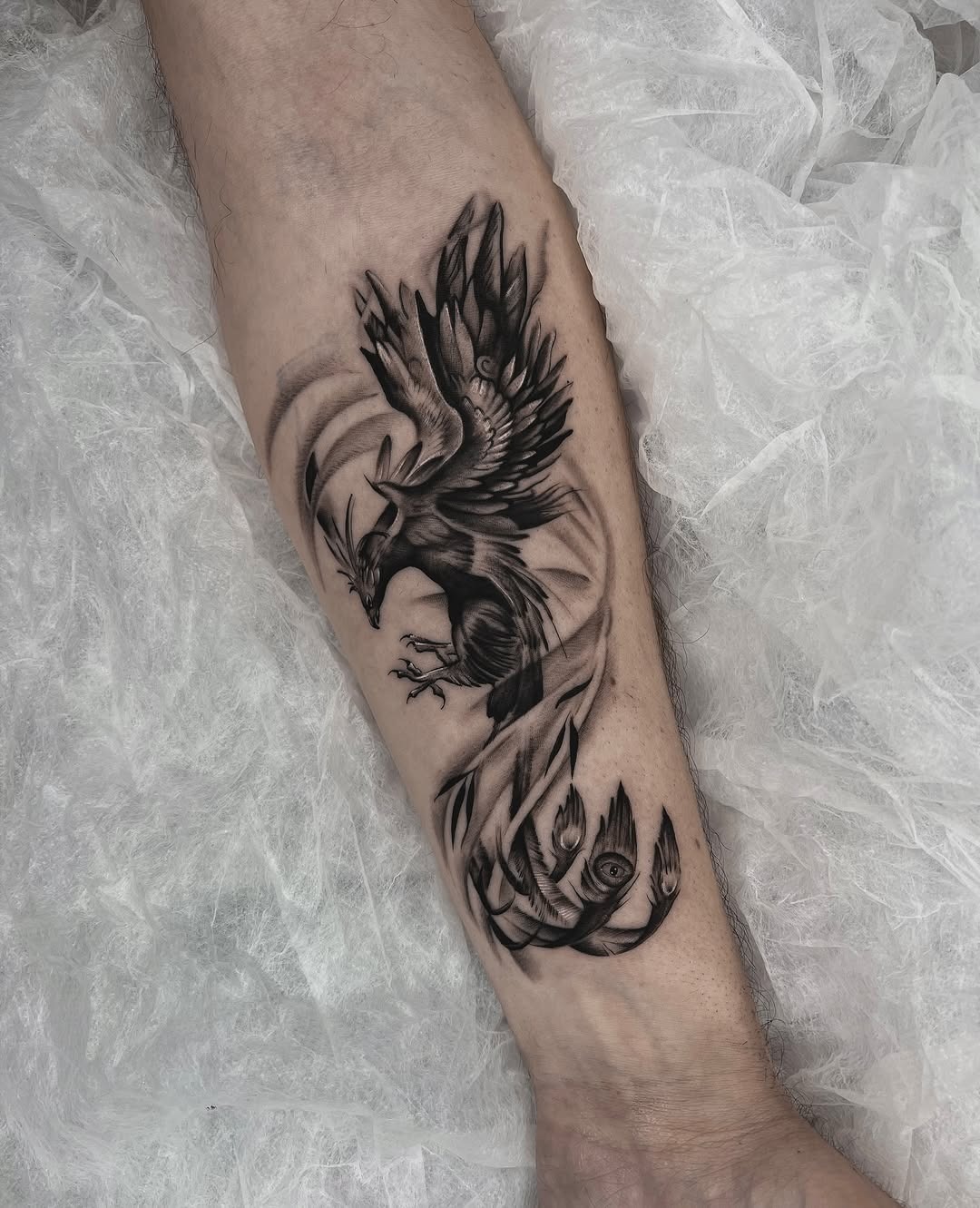 Dynamic bird tattoo symbolizing rebirth and freedom Tattoo Design