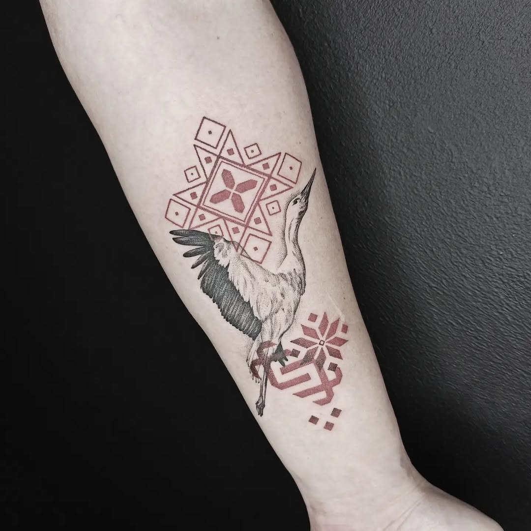 Elegant crane tattoo symbolizing rebirth and hope Tattoo Design