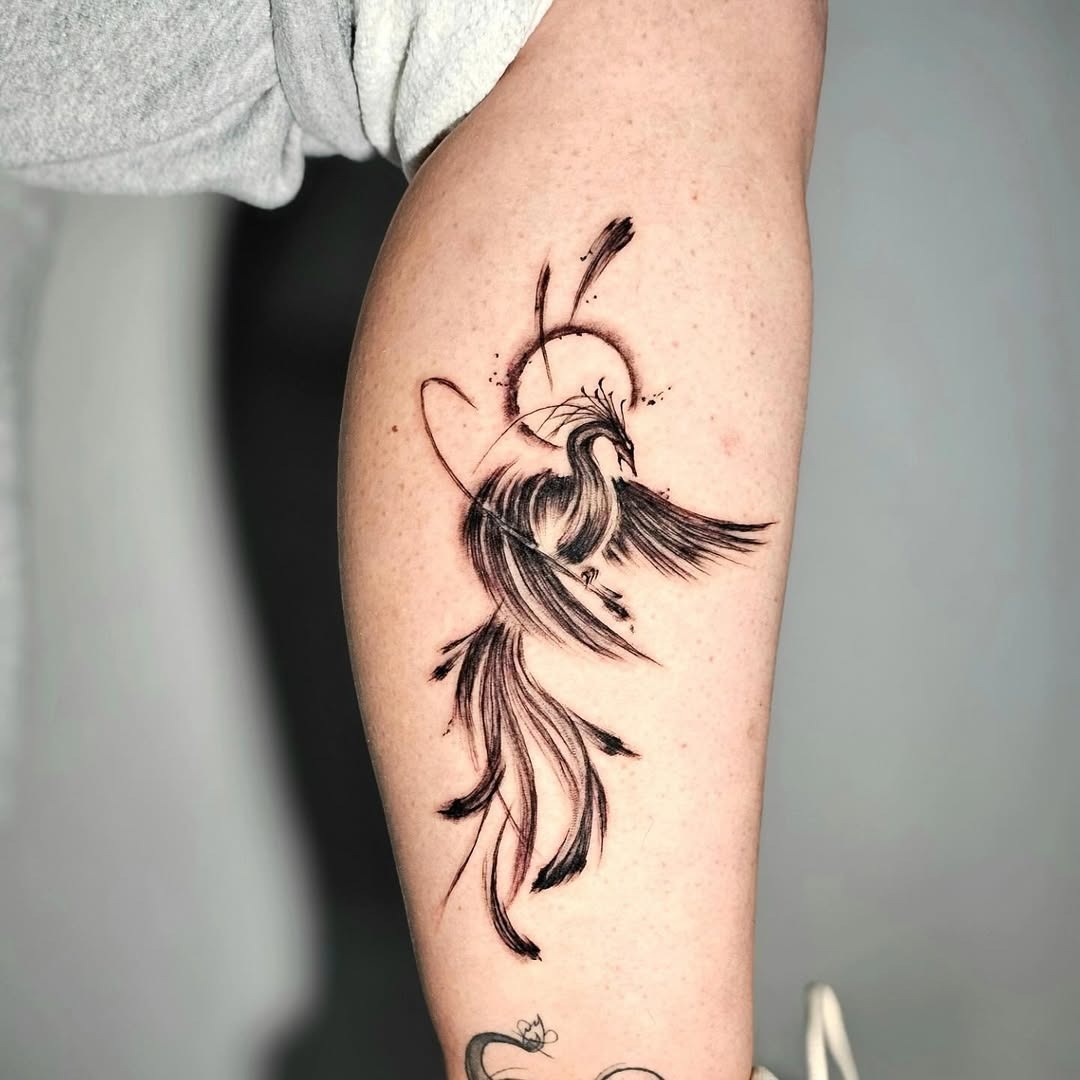 Elegant phoenix tattoo symbolizing new beginnings Tattoo Design