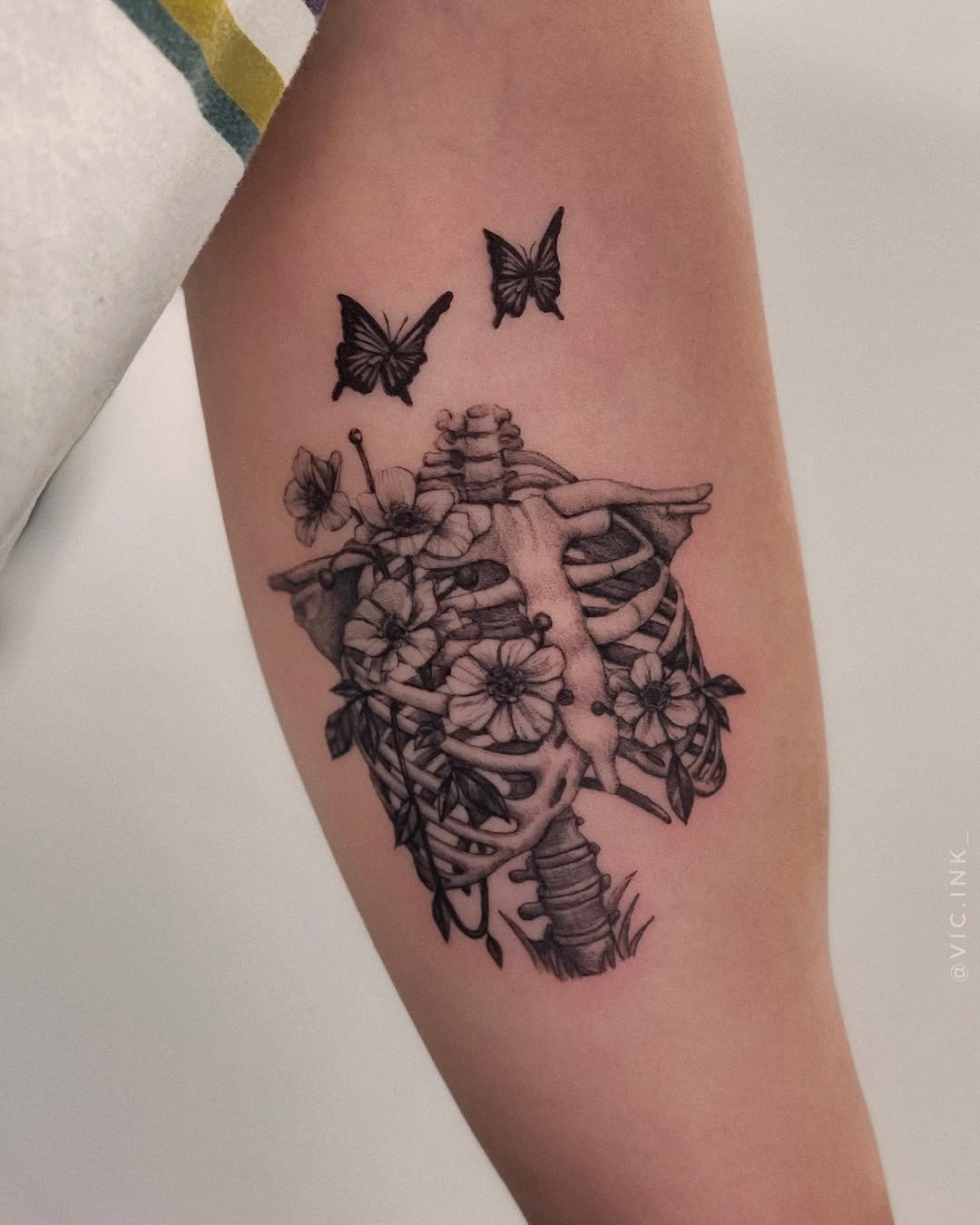 Symbolic rebirth through nature and butterflies Tattoo Design