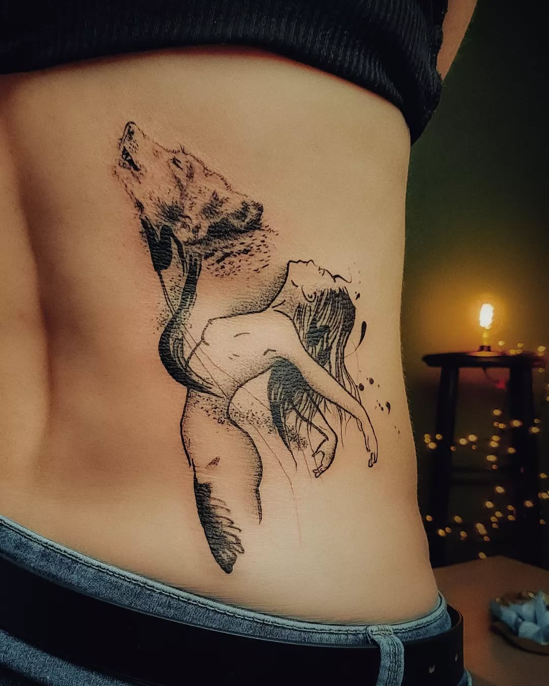 Symbolic rebirth through nature and femininity Tattoo Design