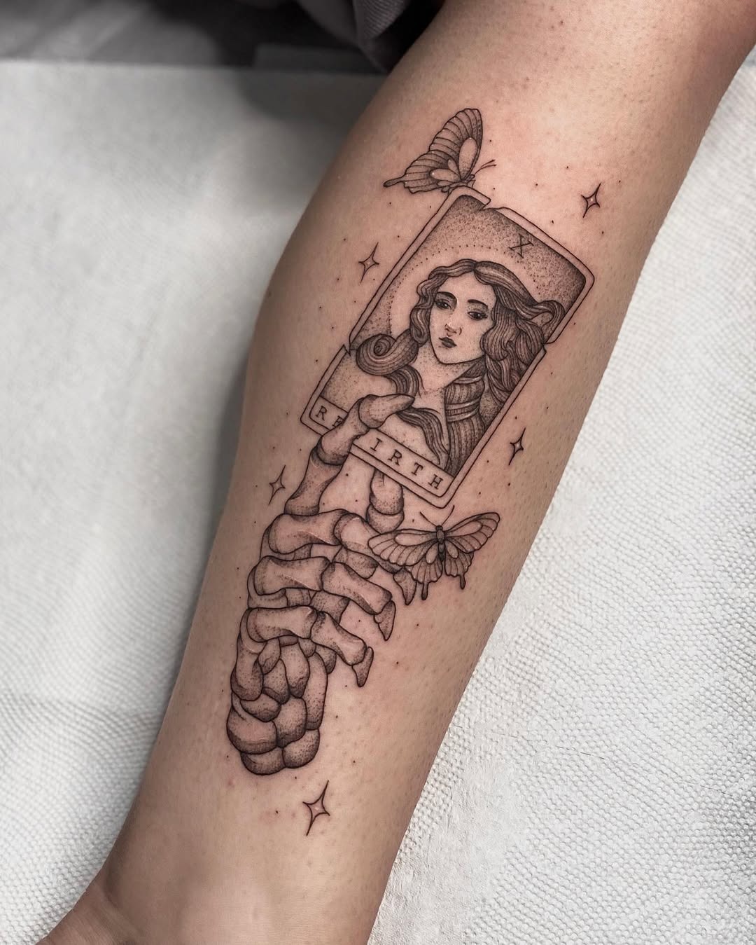 Vintage rebirth tattoo with ethereal themes Tattoo Design