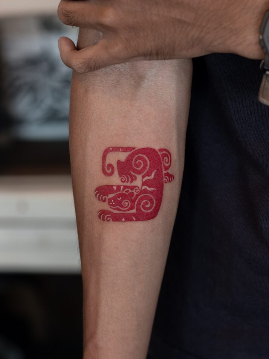Charming red ink butterfly tattoo collection Tattoo Design