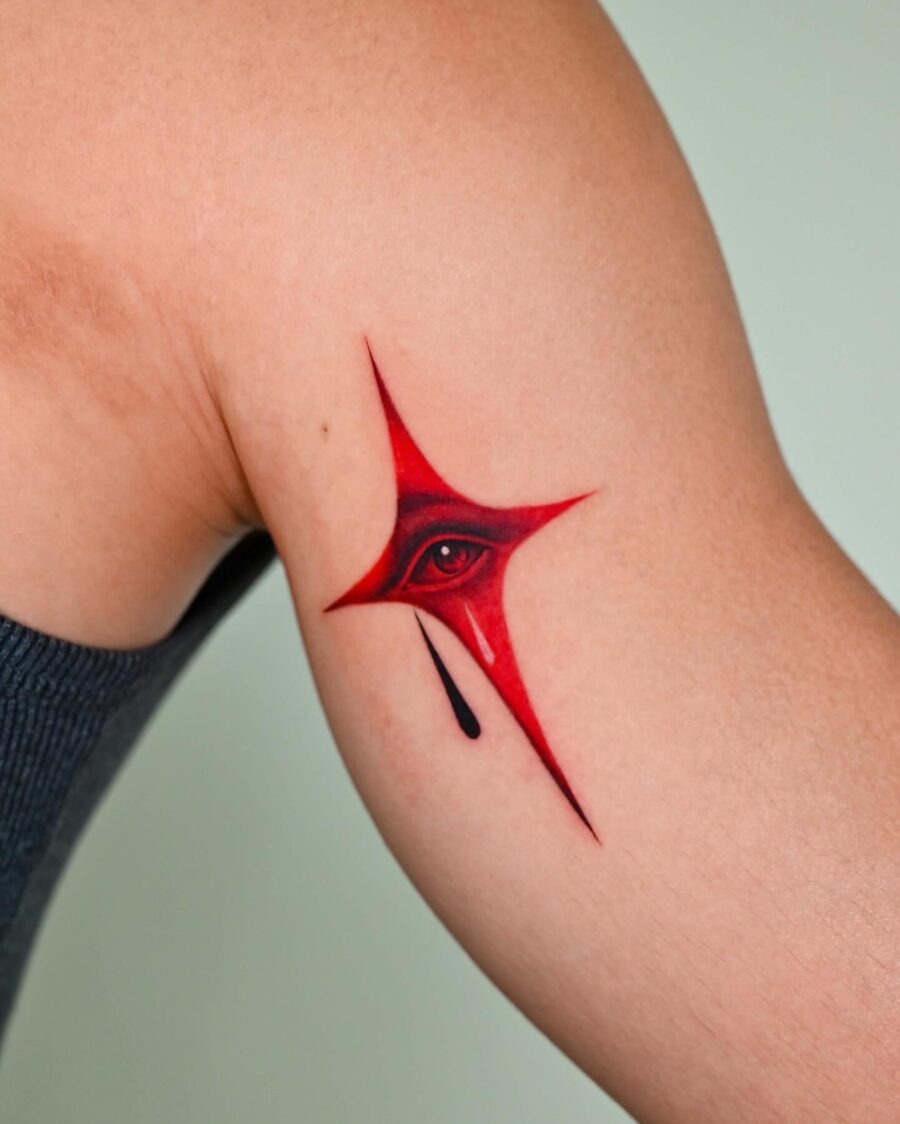 Playful Cat Unleashing Laser Chaos Tattoo Design