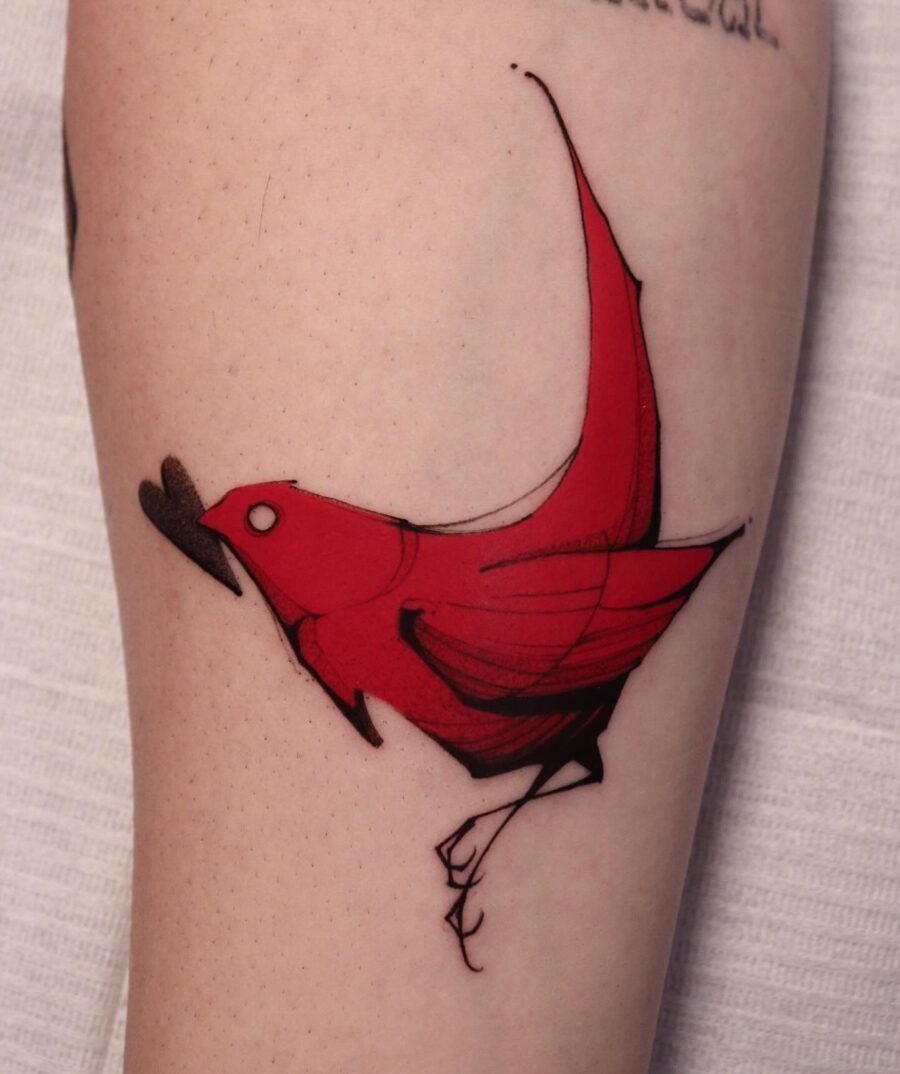 Striking Red Ink Flowing Tattoo Design Tattoo Design