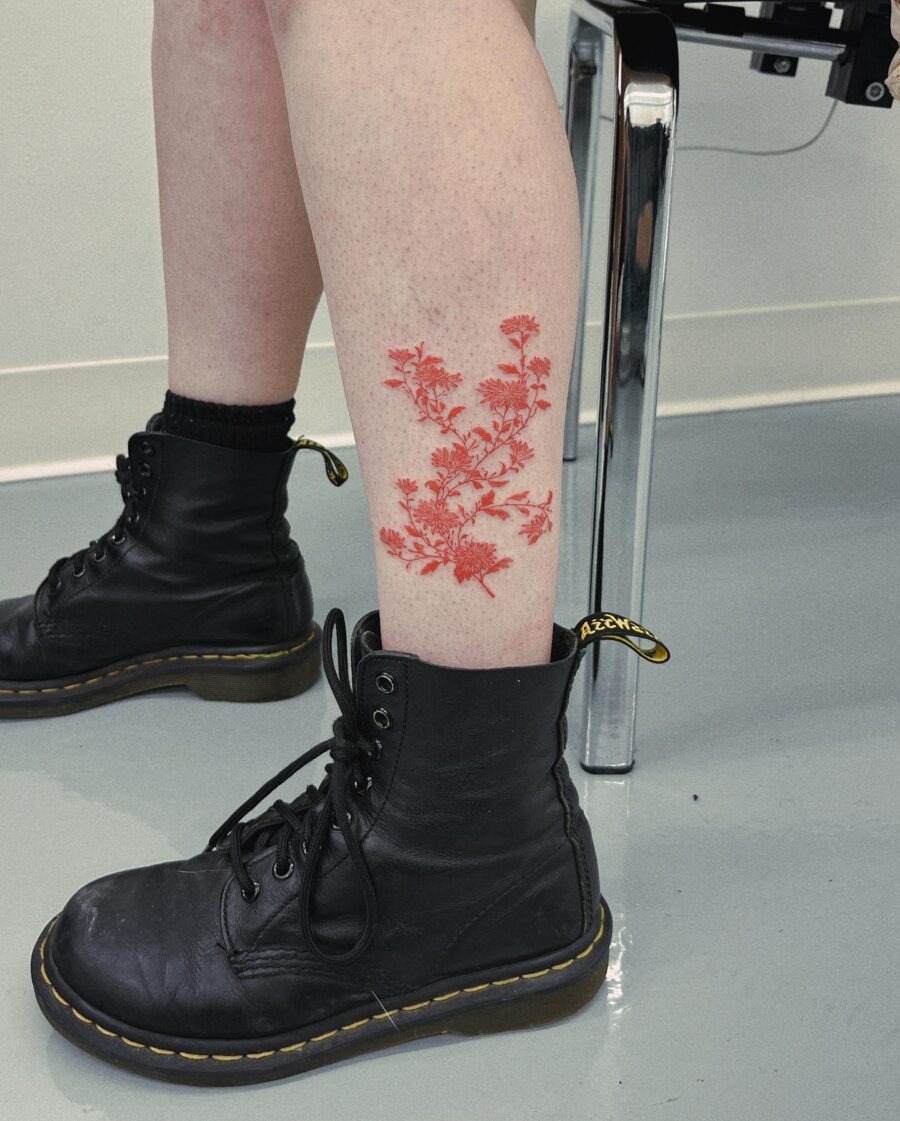 Striking red ink hand tattoo design Tattoo Design