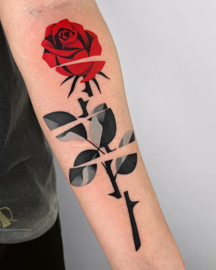 Stunning red ink bird tattoo design Tattoo Design