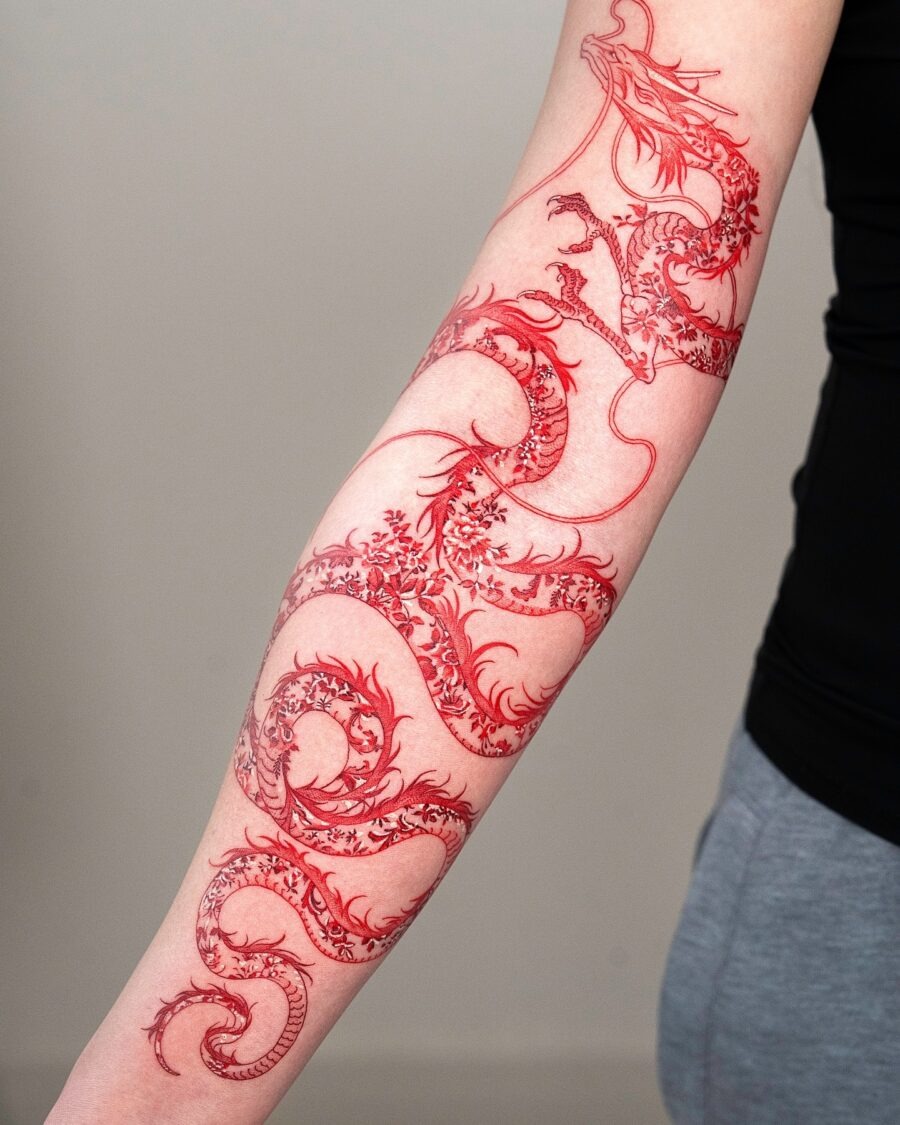 Stunning red rose with black leaves tattoo Tattoo Design
