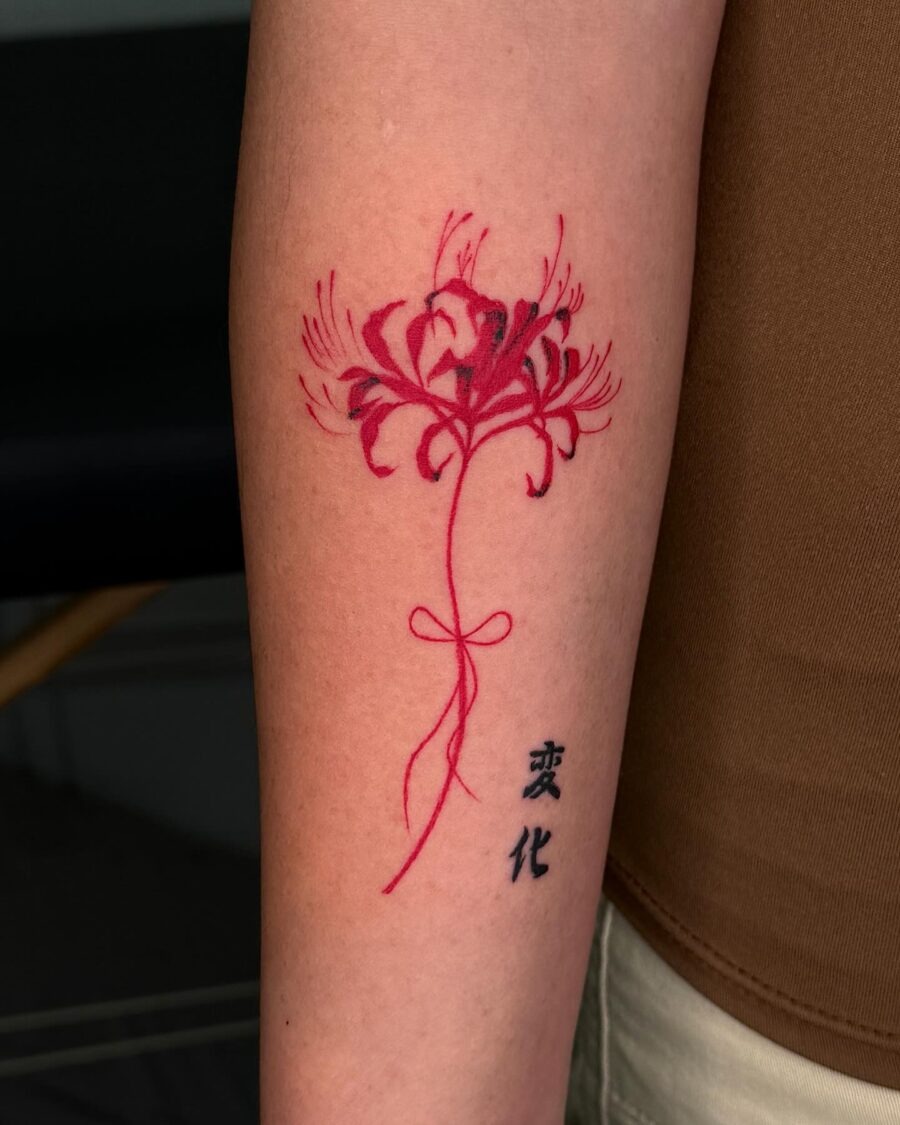 Stylish Red Ink Abstract Tattoo on Forearm Tattoo Design