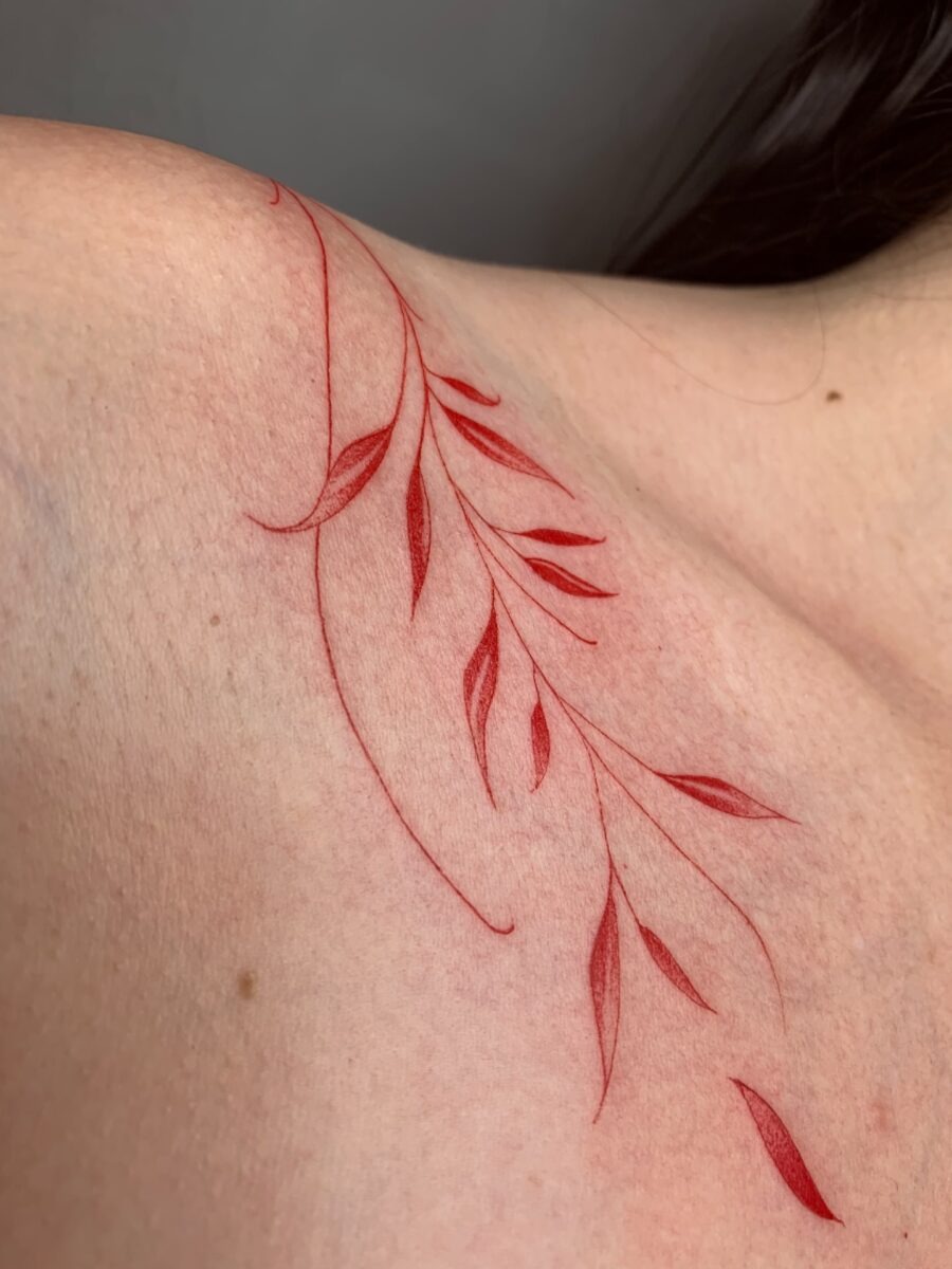 Stylish Red Ink Floral Tattoo Designs Tattoo Design