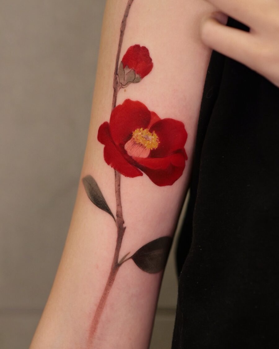 Vibrant red ink tattoo designs showcased here Tattoo Design