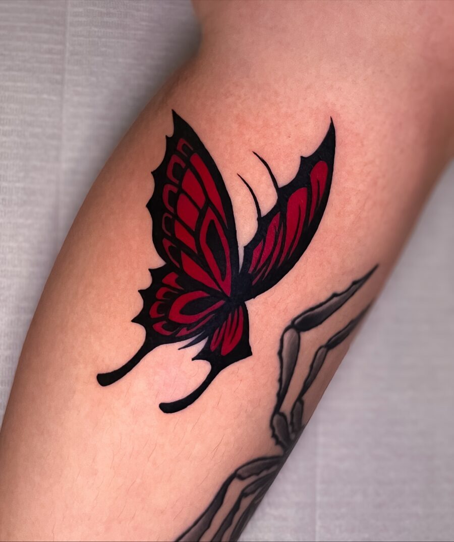 Vibrant red ink tattoos showcasing nature's beauty Tattoo Design