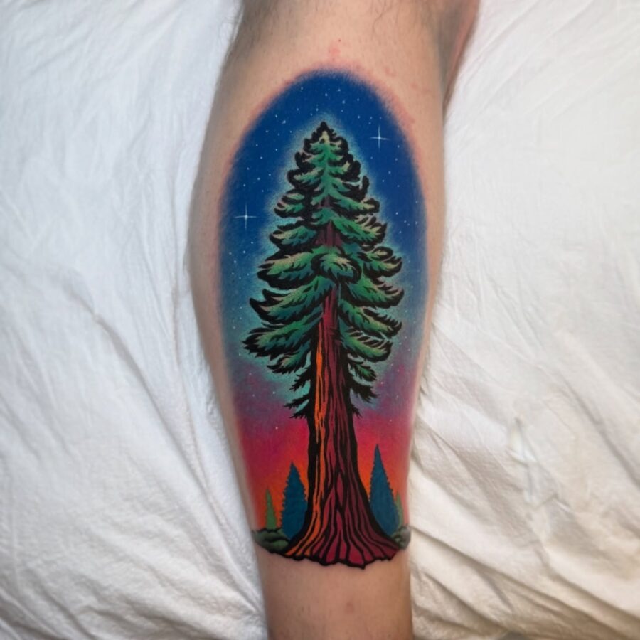Captivating vibrant redwood tree tattoo inspiration Tattoo Design