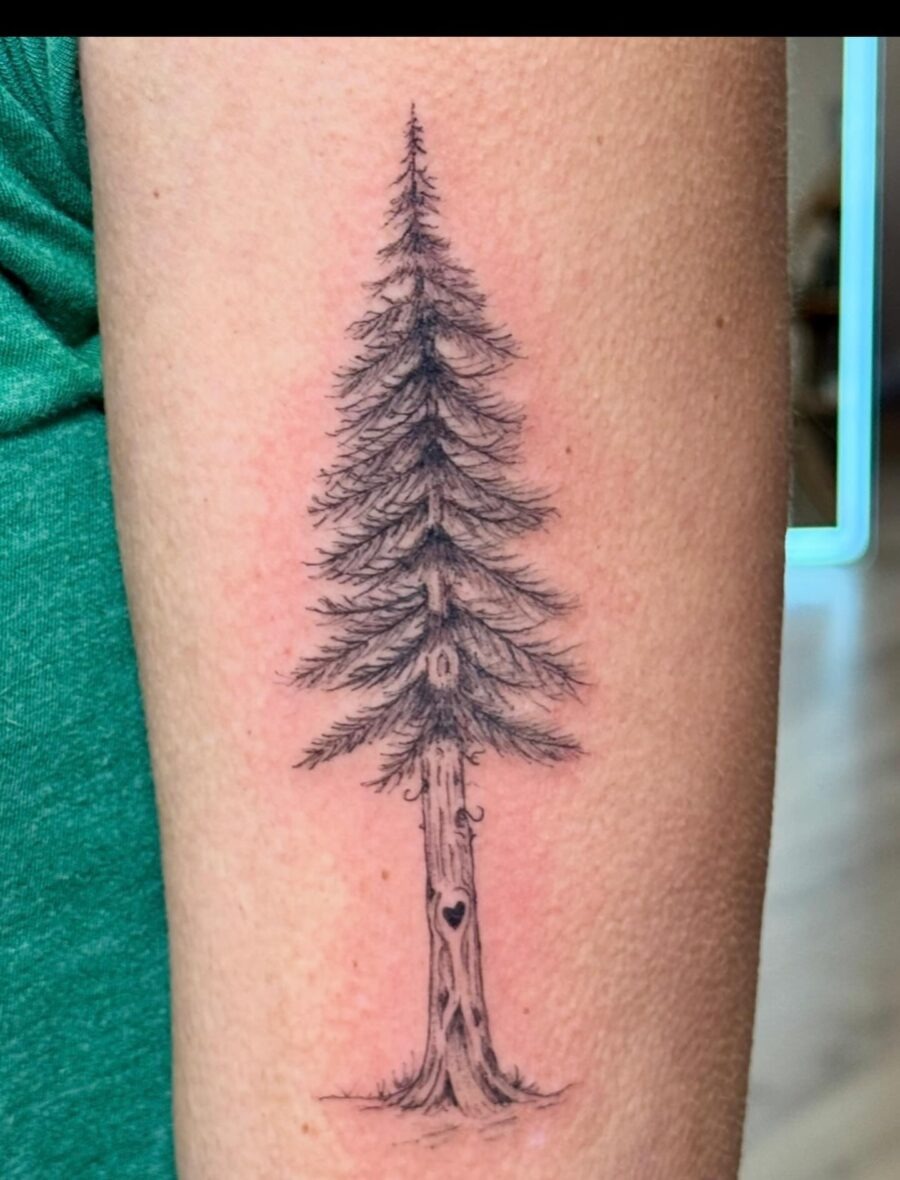 Elegant redwood tattoo with intricate details Tattoo Design