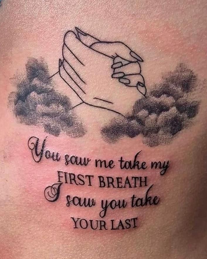 Holding Hands Through the Clouds Tattoo Design