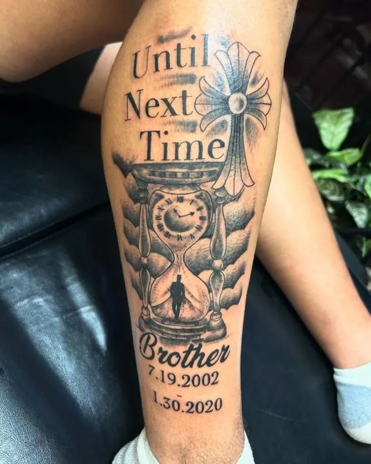 Hourglass Tribute to a Brother Tattoo Design