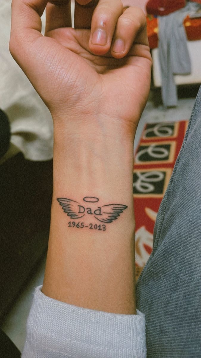 Minimal Wrist Wings for Dad Tattoo Design