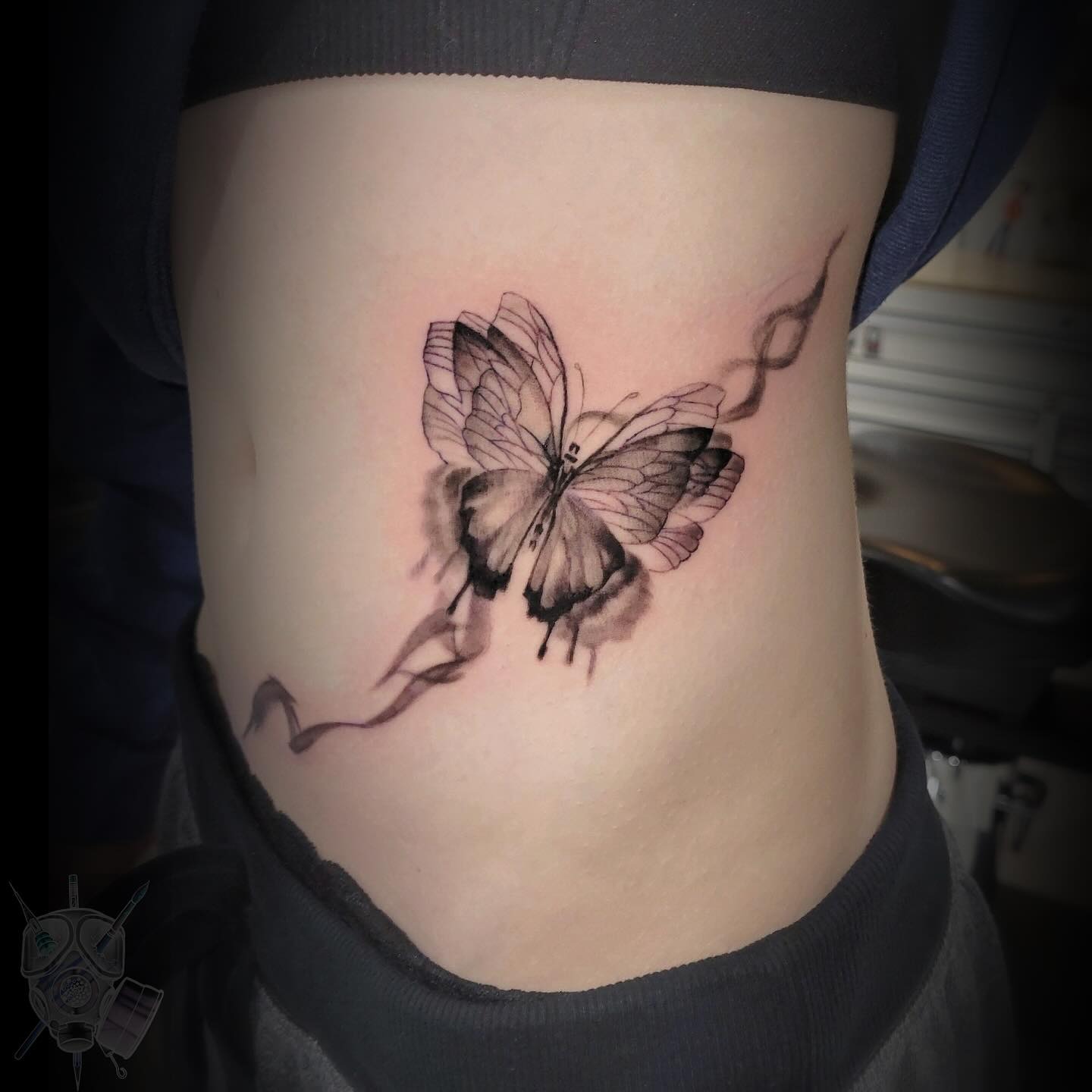 Butterfly With Smoke Trail Rib Tattoo Tattoo Design