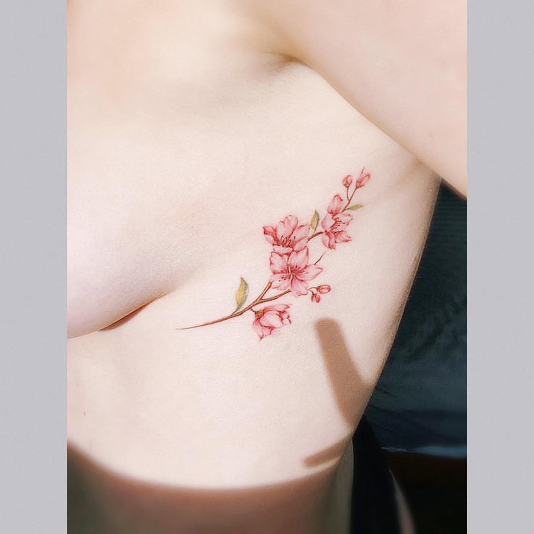 Elegant Floral Rib Tattoo Design for Inspiration Tattoo Design