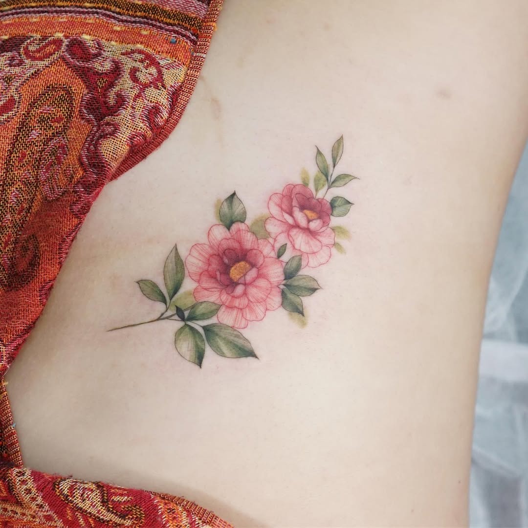 Elegant Floral Rib Tattoo Design Inspiration Tattoo Design