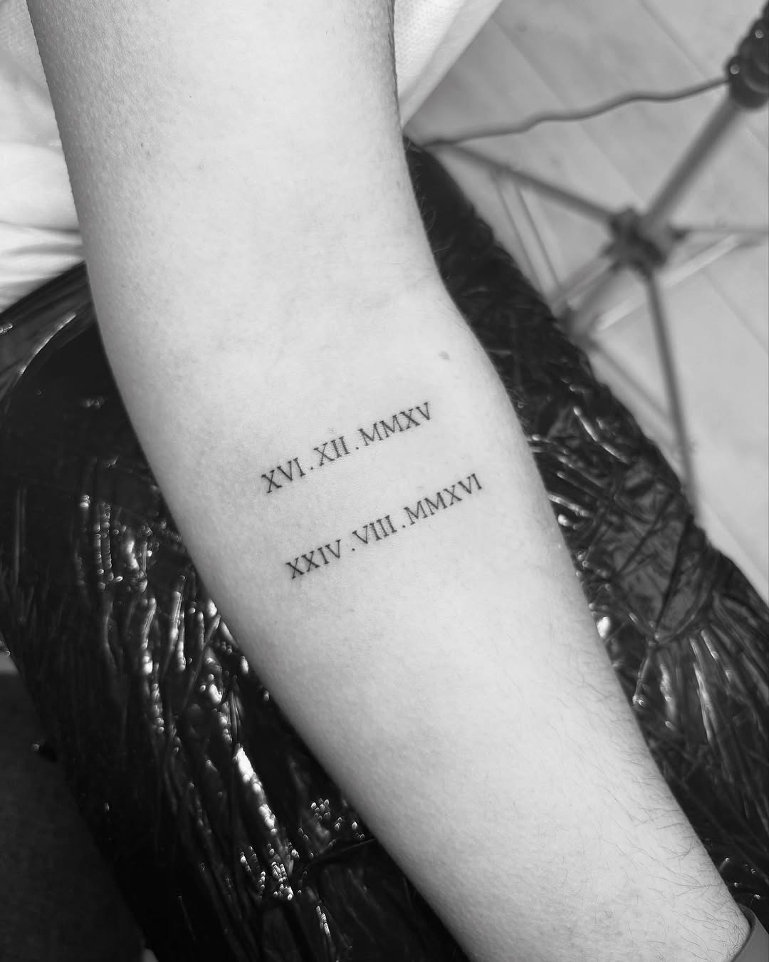 Detailed Roman Numerals for Lasting Memories Tattoo Design