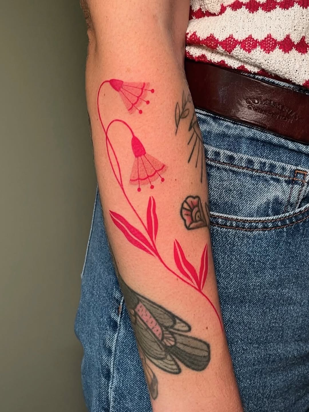 Elegant floral roots tattoo with vibrant colors Tattoo Design